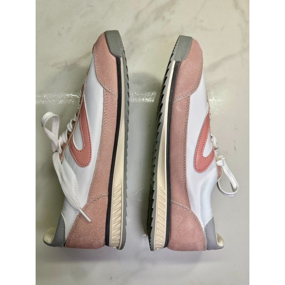 Tretorn Rawlins Retro Style Blush & White Sneakers Suede Casual Preppy Shoes - Picture 4 of 8